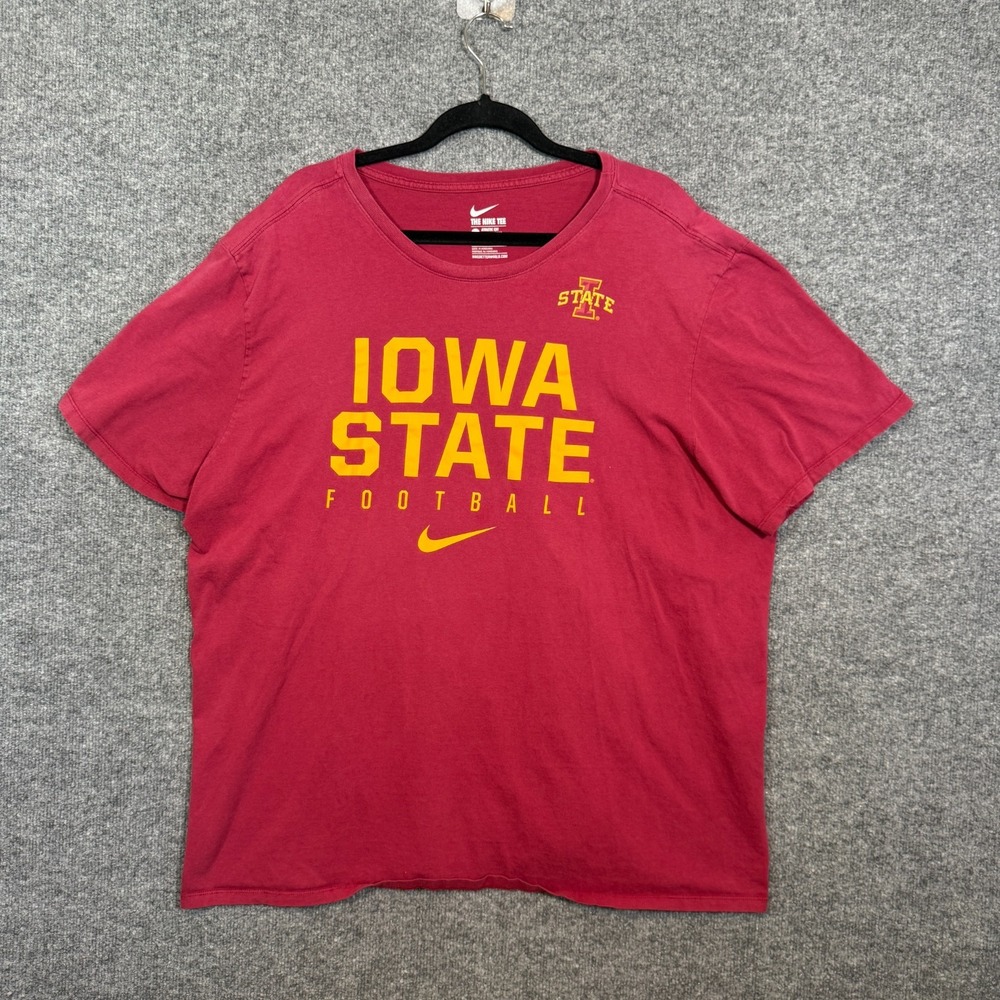 Nike Iowa State University Football Tshirt Adult 2XL XXL Red‎ Crewneck Football